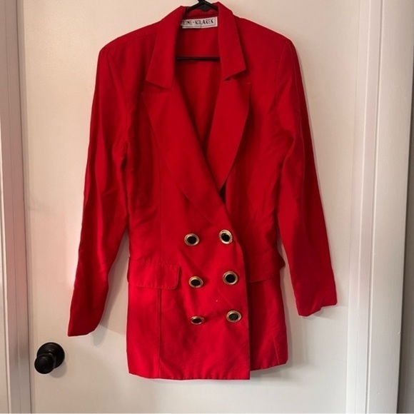 Cline Kolarek Vintage Red Double Breasted Blazer Medium - Picture 1 of 6